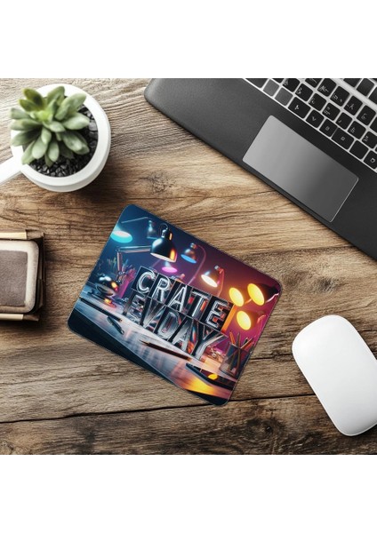 Her Gün Üret Temalı Parlak Tasarım Mouse Pad - 19X23 cm 2 mm Dikdörtgen Ithal Baskılı Mouse Pad
