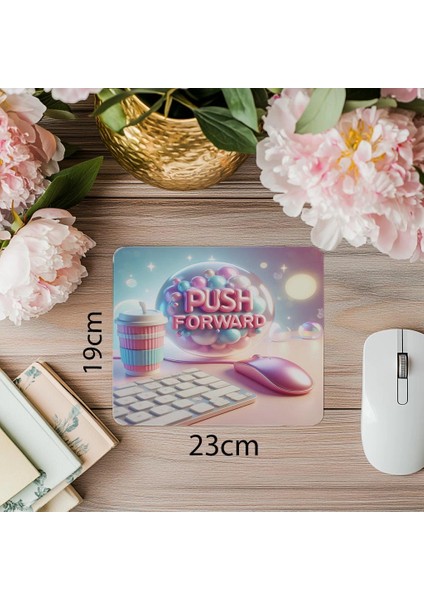 Push Forward Yazılı Parlak 3D Mousepad - 19X23 cm 2 mm Dikdörtgen Ithal Baskılı Mouse Pad