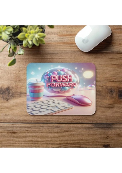 Push Forward Yazılı Parlak 3D Mousepad - 19X23 cm 2 mm Dikdörtgen Ithal Baskılı Mouse Pad fırsatları