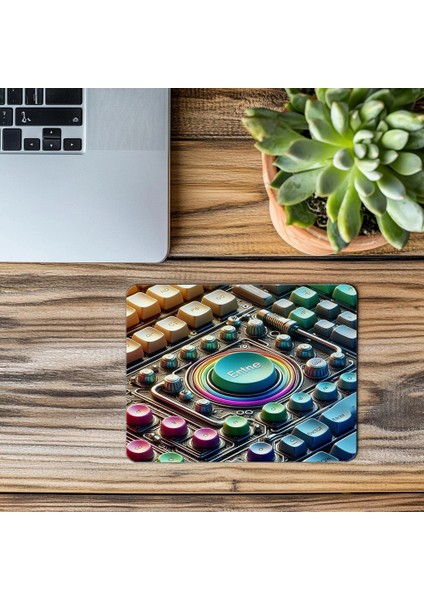 Enter Tuşu Vurgulu Neon Mousepad - 19X23 cm 2 mm Dikdörtgen Ithal Baskılı Mouse Pad modelleri