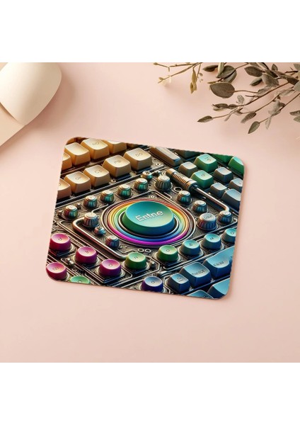 Enter Tuşu Vurgulu Neon Mousepad - 19X23 cm 2 mm Dikdörtgen Ithal Baskılı Mouse Pad indirimleri