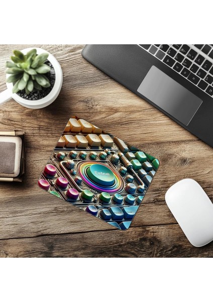 Enter Tuşu Vurgulu Neon Mousepad - 19X23 cm 2 mm Dikdörtgen Ithal Baskılı Mouse Pad