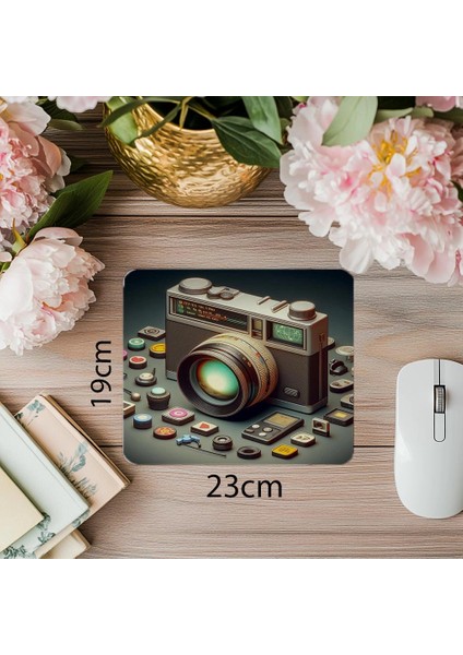 Glowing Lensli 2000’LER Kamerası Mousepad - 19X23 cm 2 mm Dikdörtgen Ithal Baskılı Mouse Pad