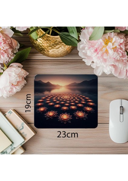 Çiçekle Kurulan Simetri Mouse Pad - 19X23 cm 2 mm Dikdörtgen Ithal Baskılı Mouse Pad