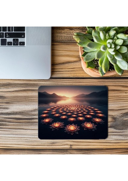 Çiçekle Kurulan Simetri Mouse Pad - 19X23 cm 2 mm Dikdörtgen Ithal Baskılı Mouse Pad modelleri