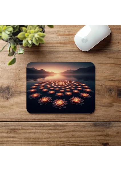 Çiçekle Kurulan Simetri Mouse Pad - 19X23 cm 2 mm Dikdörtgen Ithal Baskılı Mouse Pad fırsatları