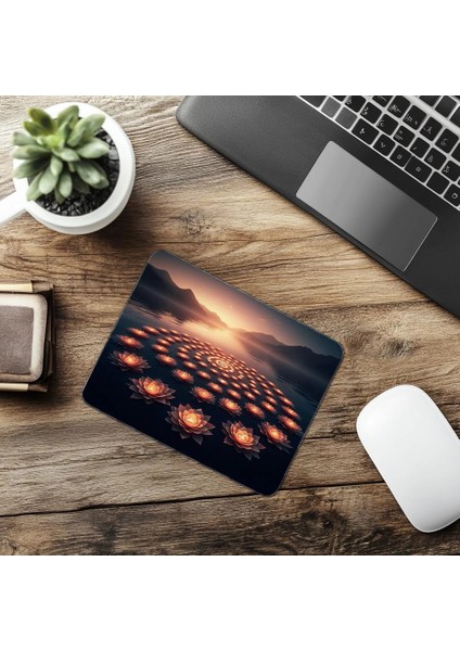 Çiçekle Kurulan Simetri Mouse Pad - 19X23 cm 2 mm Dikdörtgen Ithal Baskılı Mouse Pad