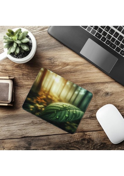 Orman Arka Planlı Yakın Doğa Mouse Pad - 19X23 cm 2 mm Dikdörtgen Ithal Baskılı Mouse Pad