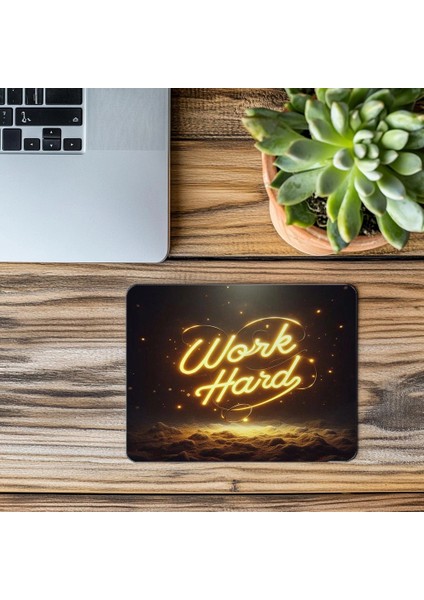 Çalışkanlık Temalı Neon Yazı Mousepad - 19X23 cm 2 mm Dikdörtgen Ithal Baskılı Mouse Pad modelleri