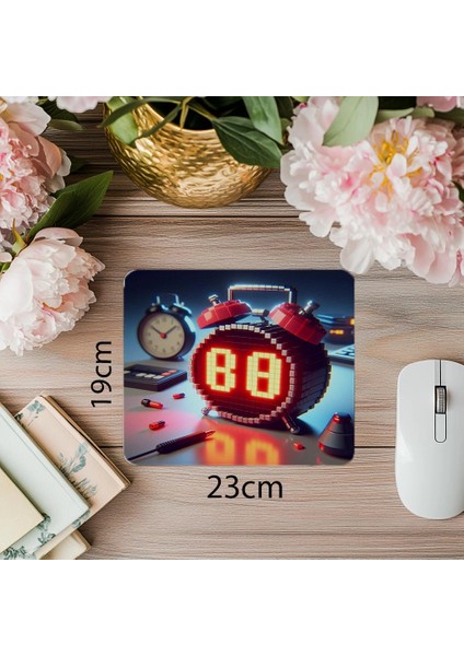 Yumuşak Işıklı Eski Alarm Mouse Pad - 19X23 cm 2 mm Dikdörtgen Ithal Baskılı Mouse Pad