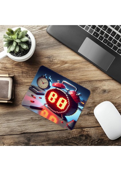 Yumuşak Işıklı Eski Alarm Mouse Pad - 19X23 cm 2 mm Dikdörtgen Ithal Baskılı Mouse Pad