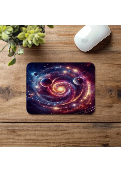 Dönen Galaksi Temalı Zamanlayıcı Mousepad - 19X23 cm 2 mm Dikdörtgen Ithal Baskılı Mouse Pad fırsatları