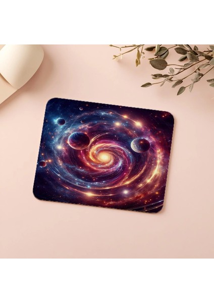 Dönen Galaksi Temalı Zamanlayıcı Mousepad - 19X23 cm 2 mm Dikdörtgen Ithal Baskılı Mouse Pad indirimleri