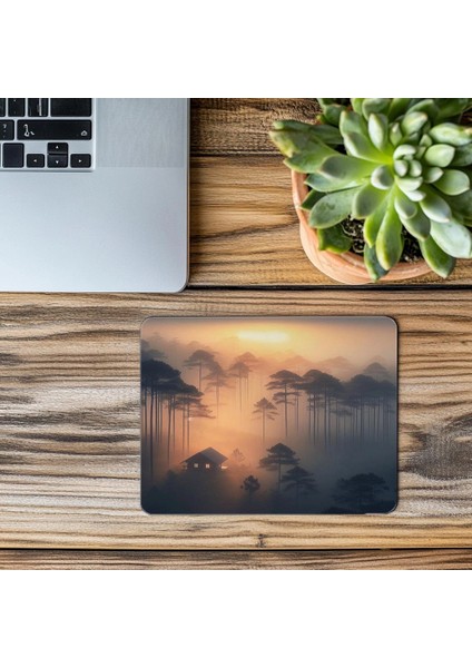 Sisli Orman ve Kulübe Temalı Mousepad - 19X23 cm 2 mm Dikdörtgen Ithal Baskılı Mouse Pad modelleri