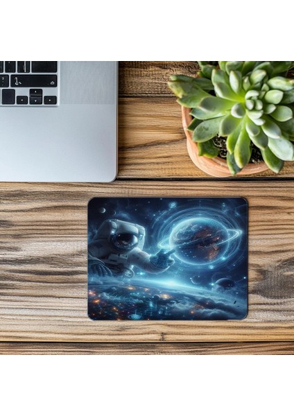 Teknolojik Evren ve Astronot Mouse Pad - 19X23 cm 2 mm Dikdörtgen Ithal Baskılı Mouse Pad modelleri