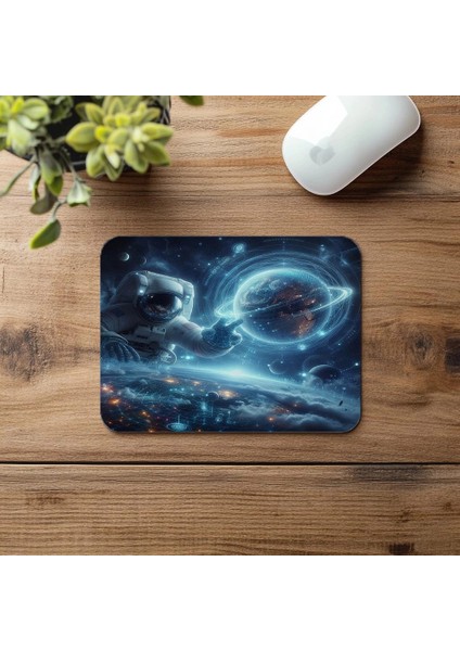 Teknolojik Evren ve Astronot Mouse Pad - 19X23 cm 2 mm Dikdörtgen Ithal Baskılı Mouse Pad fırsatları