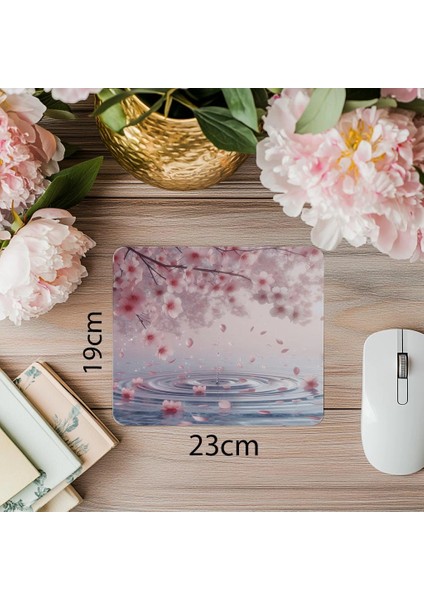 Minimal Japon Temalı Çiçek Mousepad - 19X23 cm 2 mm Dikdörtgen Ithal Baskılı Mouse Pad
