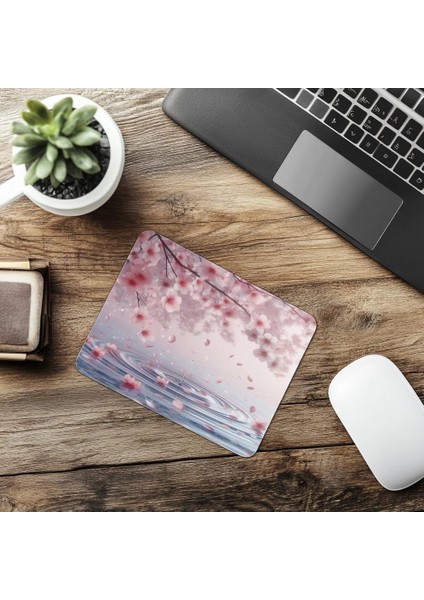 Minimal Japon Temalı Çiçek Mousepad - 19X23 cm 2 mm Dikdörtgen Ithal Baskılı Mouse Pad