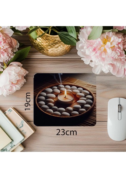Tütsü Dumanı ve Taş Çemberli Mousepad - 19X23 cm 2 mm Dikdörtgen Ithal Baskılı Mouse Pad