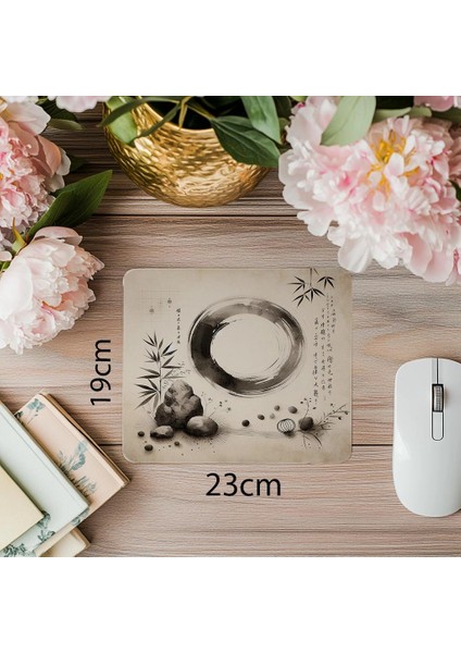 Sade Çizimli Doğal Enso Mousepad - 19X23 cm 2 mm Dikdörtgen Ithal Baskılı Mouse Pad