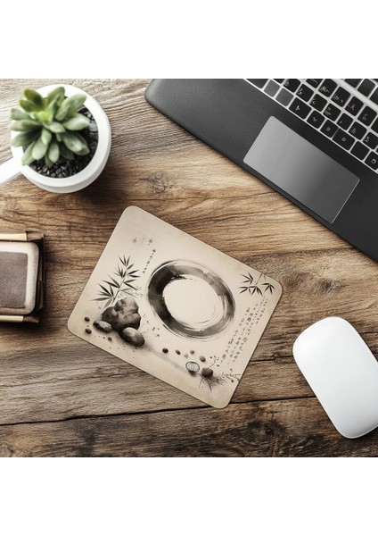 Sade Çizimli Doğal Enso Mousepad - 19X23 cm 2 mm Dikdörtgen Ithal Baskılı Mouse Pad