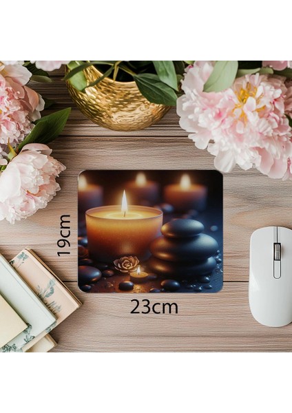 Flickering Mum ve Zen Taşları Mousepad - 19X23 cm 2 mm Dikdörtgen Ithal Baskılı Mouse Pad