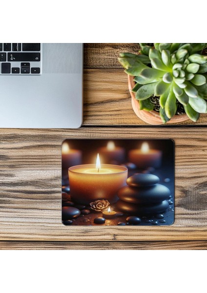 Flickering Mum ve Zen Taşları Mousepad - 19X23 cm 2 mm Dikdörtgen Ithal Baskılı Mouse Pad modelleri