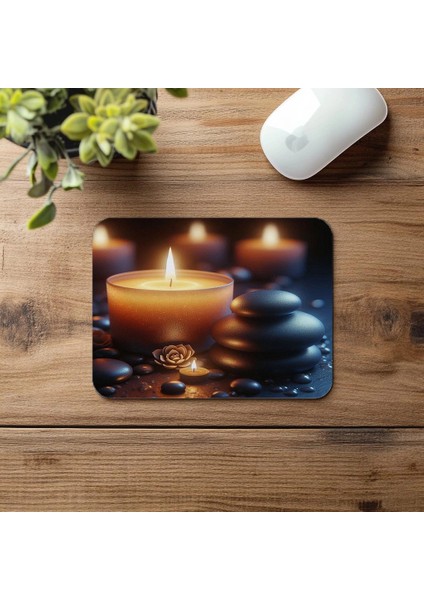 Flickering Mum ve Zen Taşları Mousepad - 19X23 cm 2 mm Dikdörtgen Ithal Baskılı Mouse Pad fırsatları