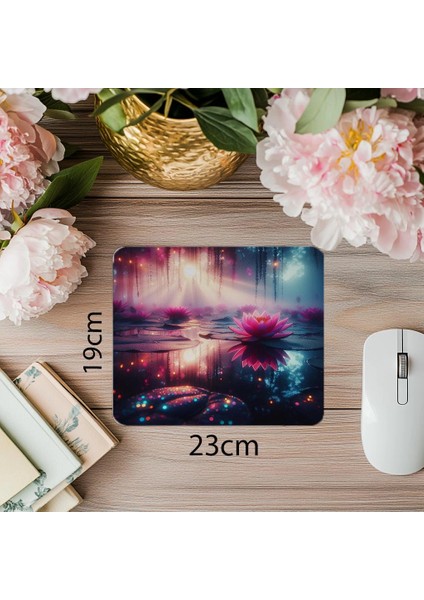 Su Üzerinde Lotus & Yumuşak Işık Mouse Pad - 19X23 cm 2 mm Dikdörtgen Ithal Baskılı Mouse Pad
