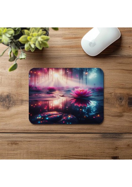 Su Üzerinde Lotus & Yumuşak Işık Mouse Pad - 19X23 cm 2 mm Dikdörtgen Ithal Baskılı Mouse Pad fırsatları