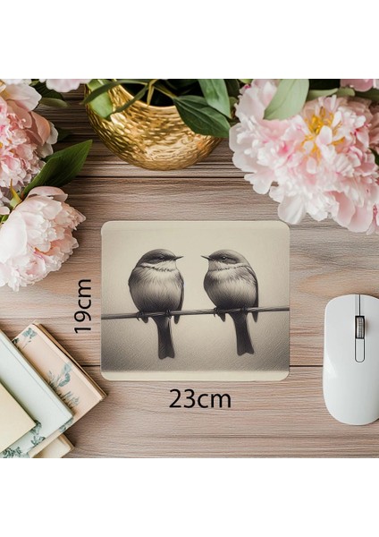 Karakalem Tarzda Doğa Temalı Mouse Pad - 19X23 cm 2 mm Dikdörtgen Ithal Baskılı Mouse Pad