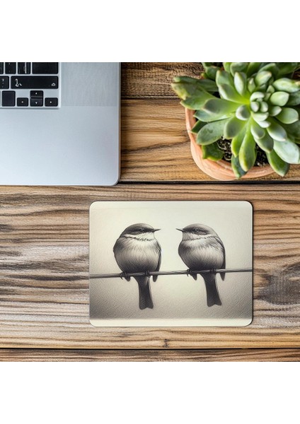 Karakalem Tarzda Doğa Temalı Mouse Pad - 19X23 cm 2 mm Dikdörtgen Ithal Baskılı Mouse Pad modelleri