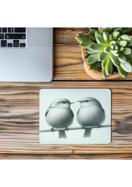 Kuş Severler Için Sade El Çizimi Mousepad - 19X23 cm 2 mm Dikdörtgen Ithal Baskılı Mouse Pad modelleri