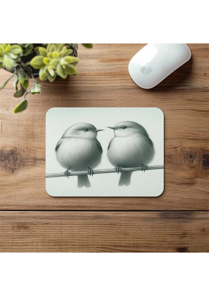 Kuş Severler Için Sade El Çizimi Mousepad - 19X23 cm 2 mm Dikdörtgen Ithal Baskılı Mouse Pad fırsatları