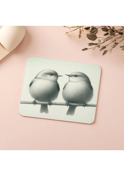 Kuş Severler Için Sade El Çizimi Mousepad - 19X23 cm 2 mm Dikdörtgen Ithal Baskılı Mouse Pad indirimleri