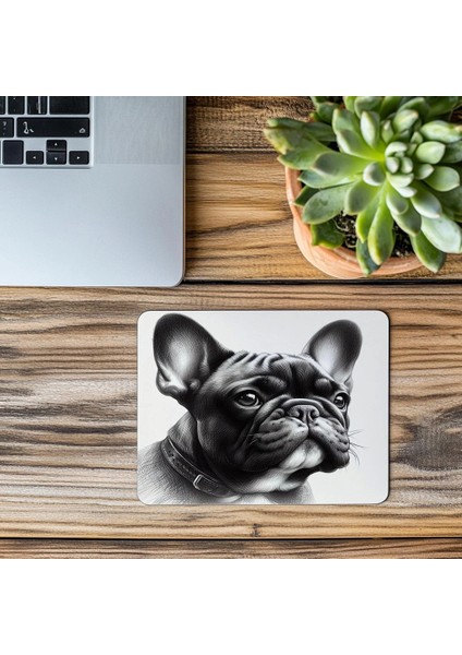 Fransız Bulldog Çizimli Mousepad – Tatlı ve Detaylı - 19X23 cm 2 mm Dikdörtgen Ithal Baskılı Mouse Pad modelleri
