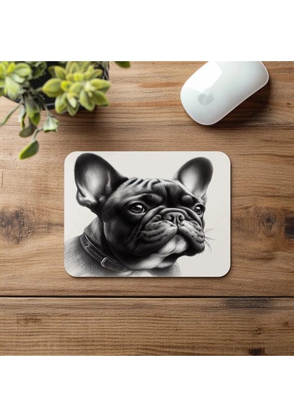 Fransız Bulldog Çizimli Mousepad – Tatlı ve Detaylı - 19X23 cm 2 mm Dikdörtgen Ithal Baskılı Mouse Pad fırsatları