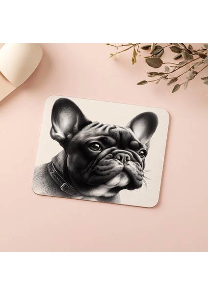 Fransız Bulldog Çizimli Mousepad – Tatlı ve Detaylı - 19X23 cm 2 mm Dikdörtgen Ithal Baskılı Mouse Pad indirimleri