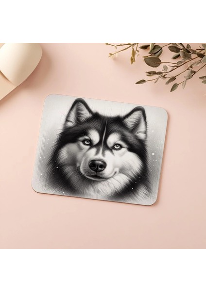 Soğuk Bakışlı Detaylı Husky Portresi - 19X23 cm 2 mm Dikdörtgen Ithal Baskılı Mouse Pad indirimleri