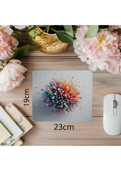 3D Küp Temalı Parlak Mouse Pad - 19X23 cm 2 mm Dikdörtgen Ithal Baskılı Mouse Pad