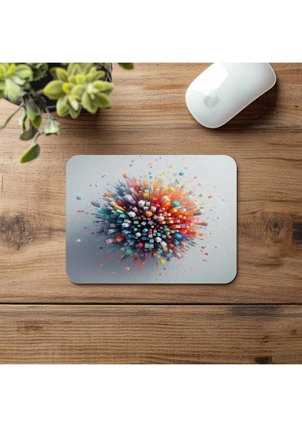 3D Küp Temalı Parlak Mouse Pad - 19X23 cm 2 mm Dikdörtgen Ithal Baskılı Mouse Pad fırsatları