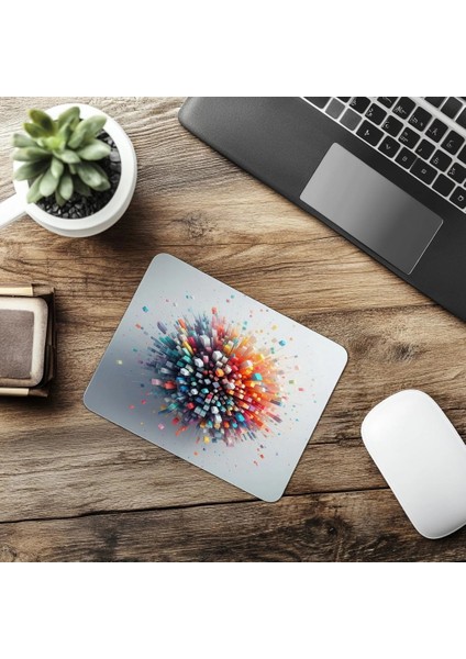 3D Küp Temalı Parlak Mouse Pad - 19X23 cm 2 mm Dikdörtgen Ithal Baskılı Mouse Pad