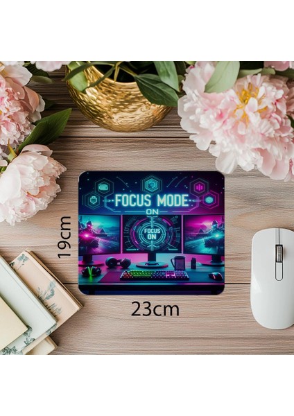 Focus Mode On Yazılı Gamer Mousepad - 19X23 cm 2 mm Dikdörtgen Ithal Baskılı Mouse Pad