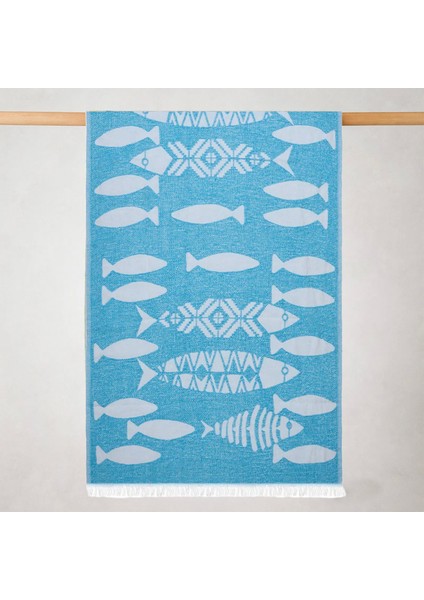 Soft Balık Desenli Peştamal - Mavi - 90X160 cm indirimleri