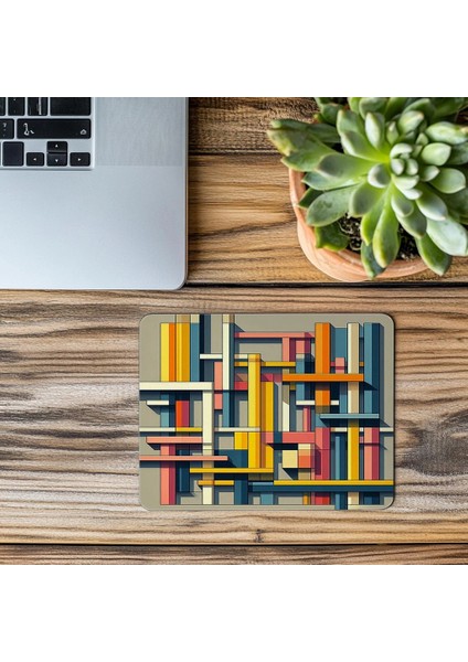 Birincil Renklerde Çizgisel Geometrik Mousepad - 19X23 cm 2 mm Dikdörtgen Ithal Baskılı Mouse Pad modelleri