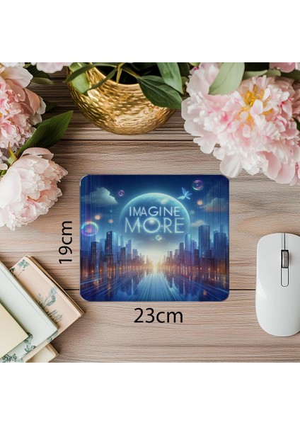 Mor Mavi Geçişli Parlak Yazılı Mousepad - 19X23 cm 2 mm Dikdörtgen Ithal Baskılı Mouse Pad