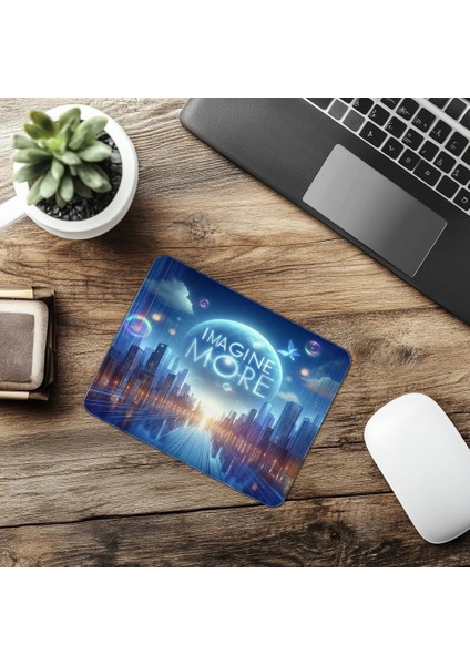 Mor Mavi Geçişli Parlak Yazılı Mousepad - 19X23 cm 2 mm Dikdörtgen Ithal Baskılı Mouse Pad