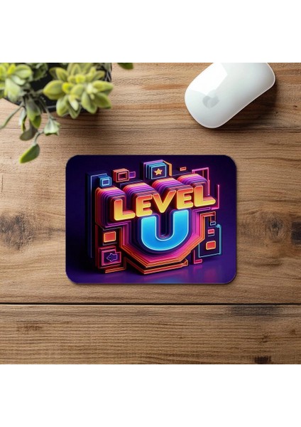 Oyun Enerjili Level Up Mouse Pad Tasarımı - 19X23 cm 2 mm Dikdörtgen Ithal Baskılı Mouse Pad fırsatları