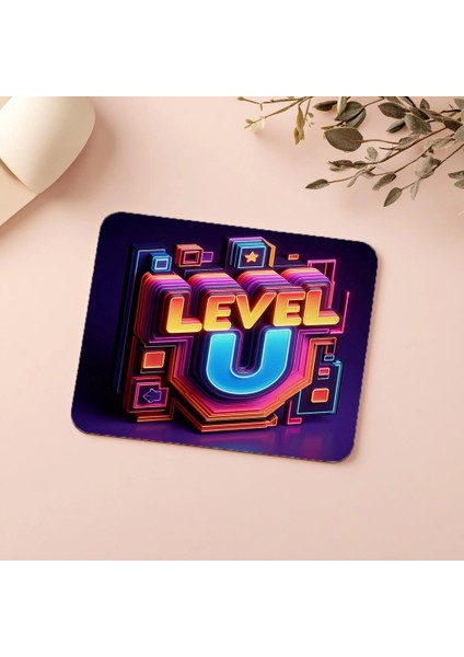 Oyun Enerjili Level Up Mouse Pad Tasarımı - 19X23 cm 2 mm Dikdörtgen Ithal Baskılı Mouse Pad indirimleri