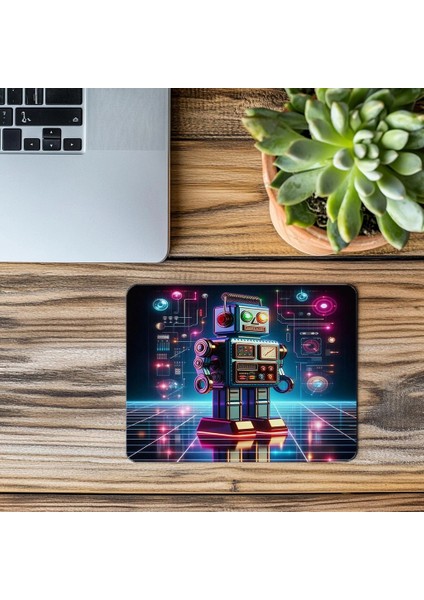 Işık Saçan Retro Robot Mousepad - 19X23 cm 2 mm Dikdörtgen Ithal Baskılı Mouse Pad modelleri